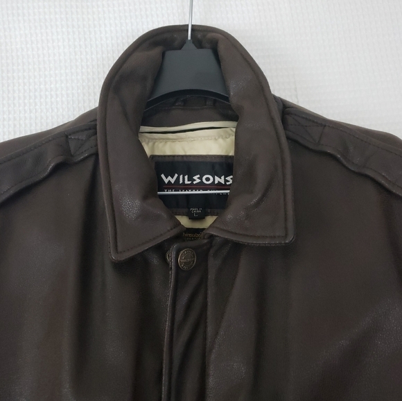 Vtg 80s Wilsons Leather Jacket Men's L A 2 Bomber Flight Motorcycle Brown Heavy. - Picture 9 of 15